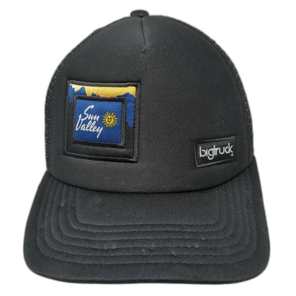 Big Truck Sun Valley Snapback Trucker Hat Black One Size Adjustable Mesh Back